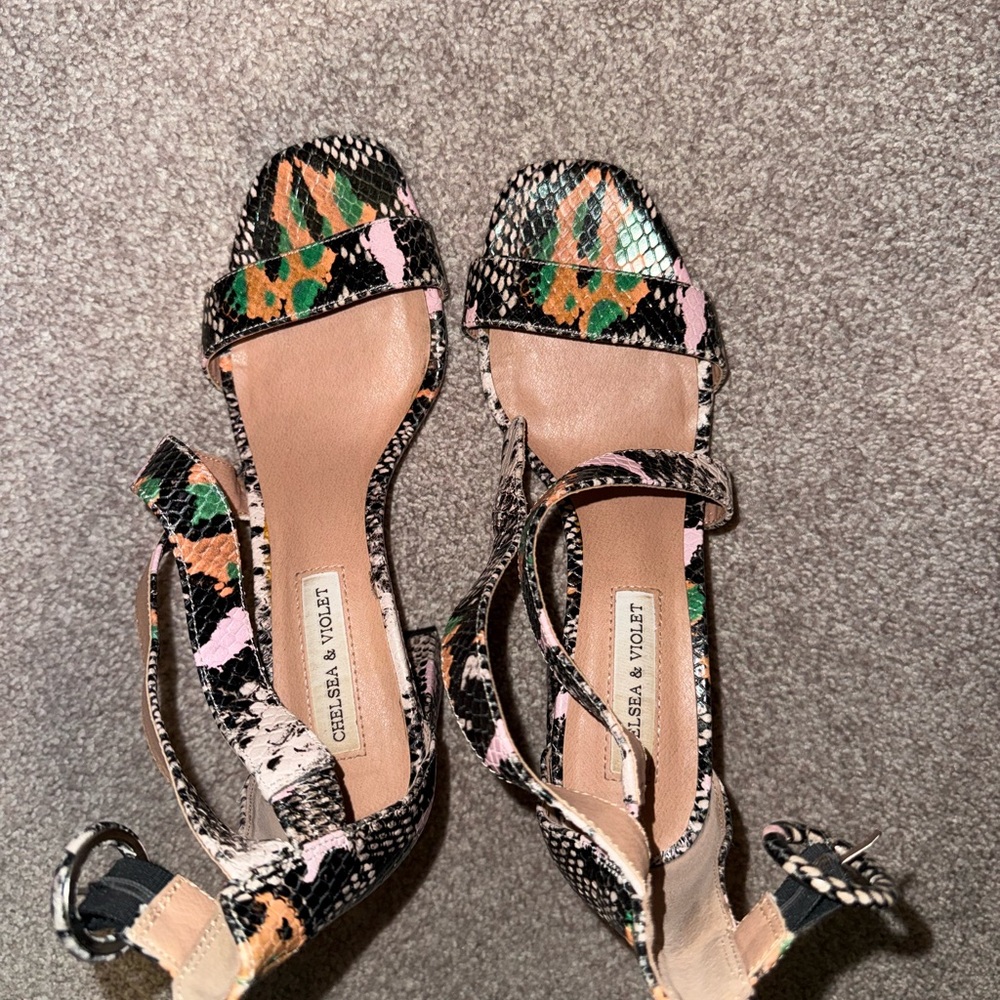 Chelsea & Violet Snakeskin Multicolor Heels